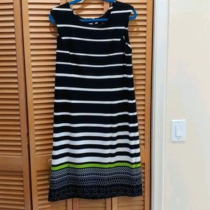 ILE dress. Size 14. Black with stripes.Multi